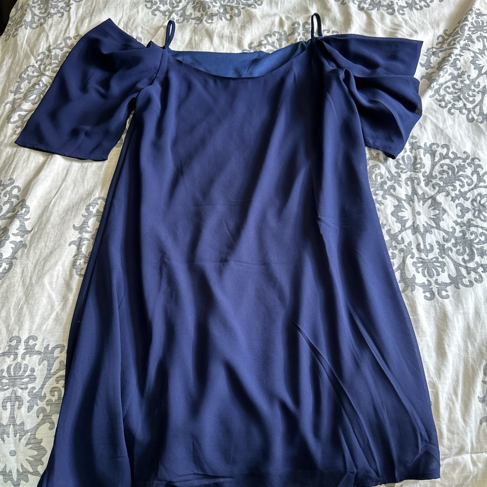 Navy blue open shoulder dress